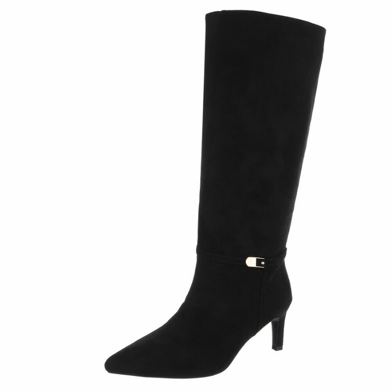 Botas pretas de camurça cano largo BeStylish
