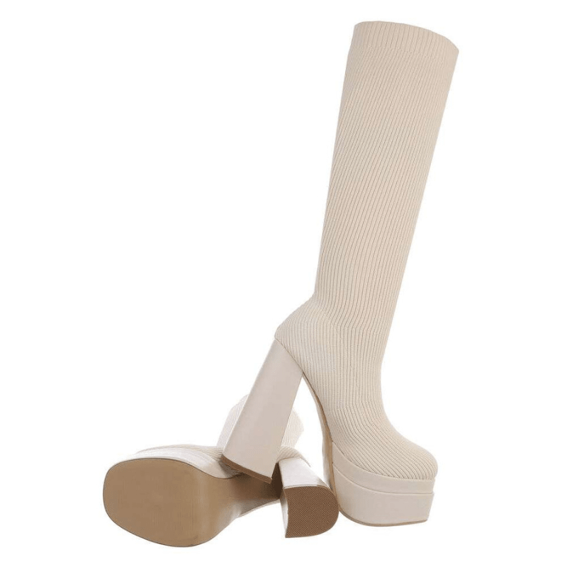 botas beges de malha com plataforma BeStylish 