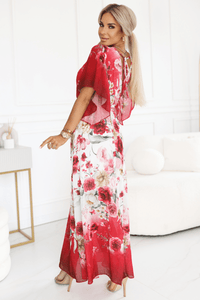 Vestido de cerimónia vermelho floral BeStylish 