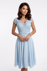Vestido de cerimónia em chiffon com renda azul claro BeStylish