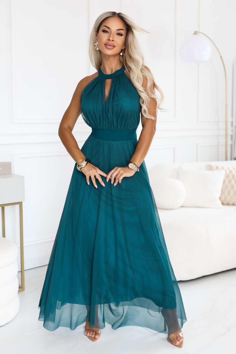 Vestido de cerimónia comprido verde Mafalda