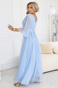 Vestido de cerimónia comprido azul claro plus size BeStylish 