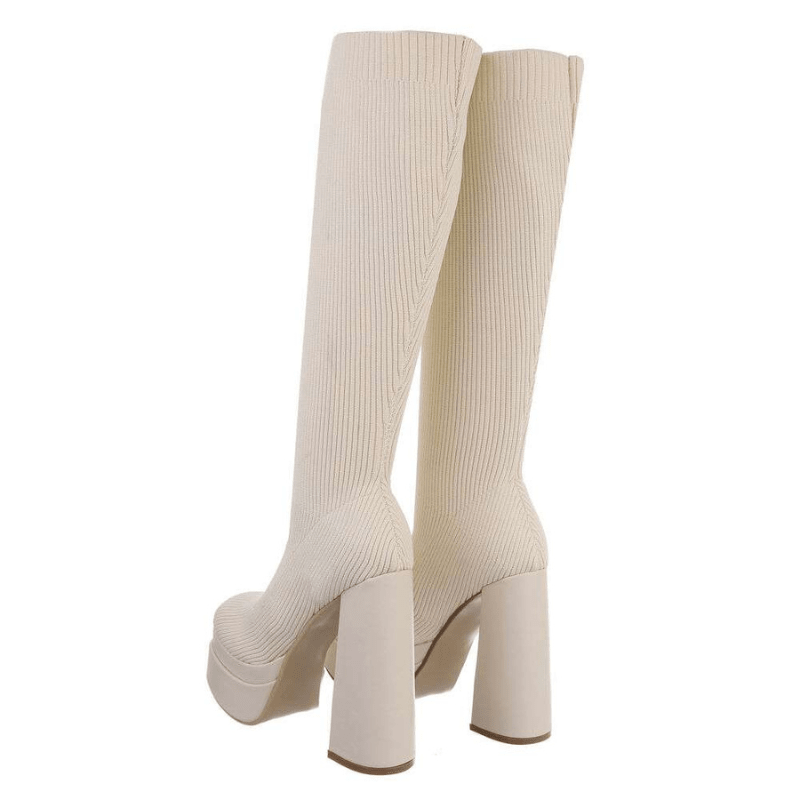 botas beges de malha com plataforma BeStylish 