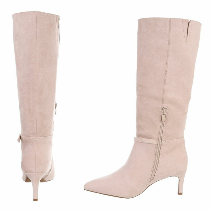 Botas beges de camurça cano largo BeStylish