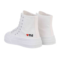 Ténis sapatilhas altos de tecido estilo all star branco BeStylish