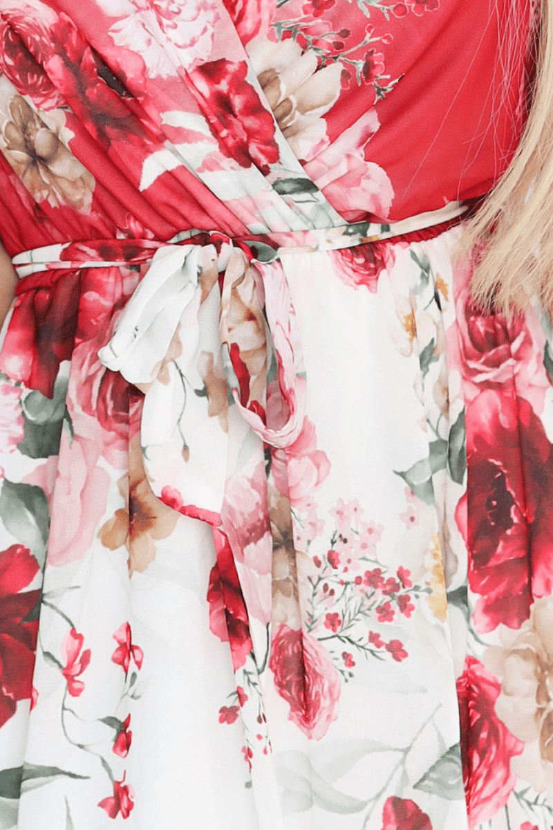 Vestido de cerimónia vermelho floral BeStylish 