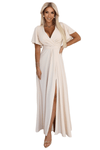 vestido de cerimónia comprido bege com racha BeStylish 