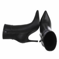 botins pretos de salto fino em pele BeStylish