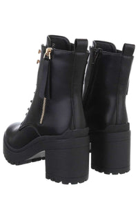 Botins pretos pele de salto alto BeStylish