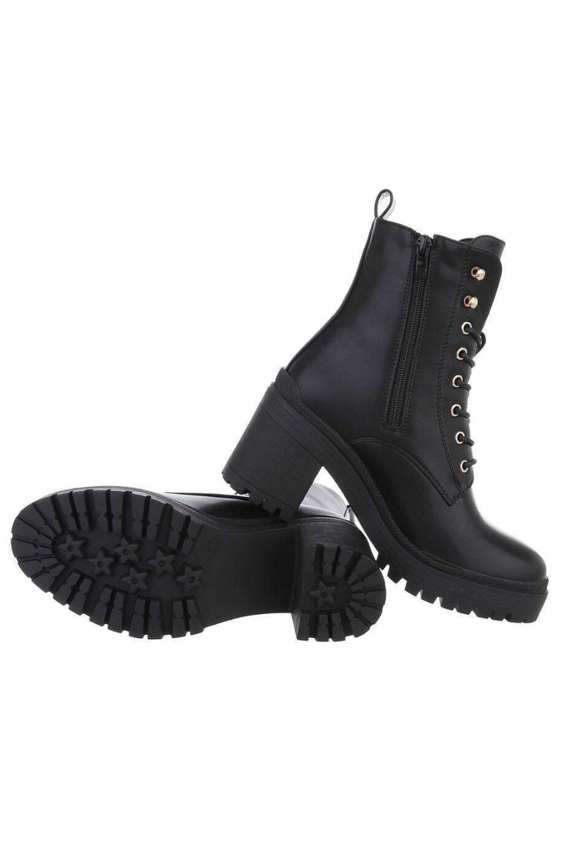 Botins pretos pele de salto alto BeStylish