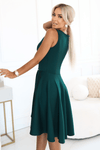 vestido de cerimónia verde assimétrico com cauda BeStylish 