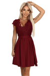 vestido de cerimónia com renda médio bordeaux BeStylish