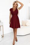 vestido de cerimónia com renda médio bordeaux BeStylish