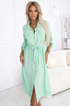 Vestido de cerimónia comprido menta estilo camisa BeStylish