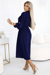 Vestido comprido azul navy estilo camisa BeStylish