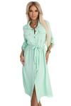 Vestido de cerimónia comprido menta estilo camisa BeStylish