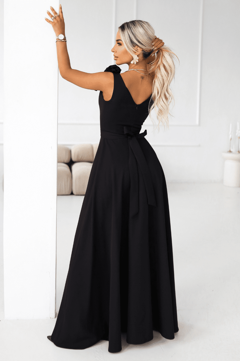 Vestido de noite preto comprido BeStylish