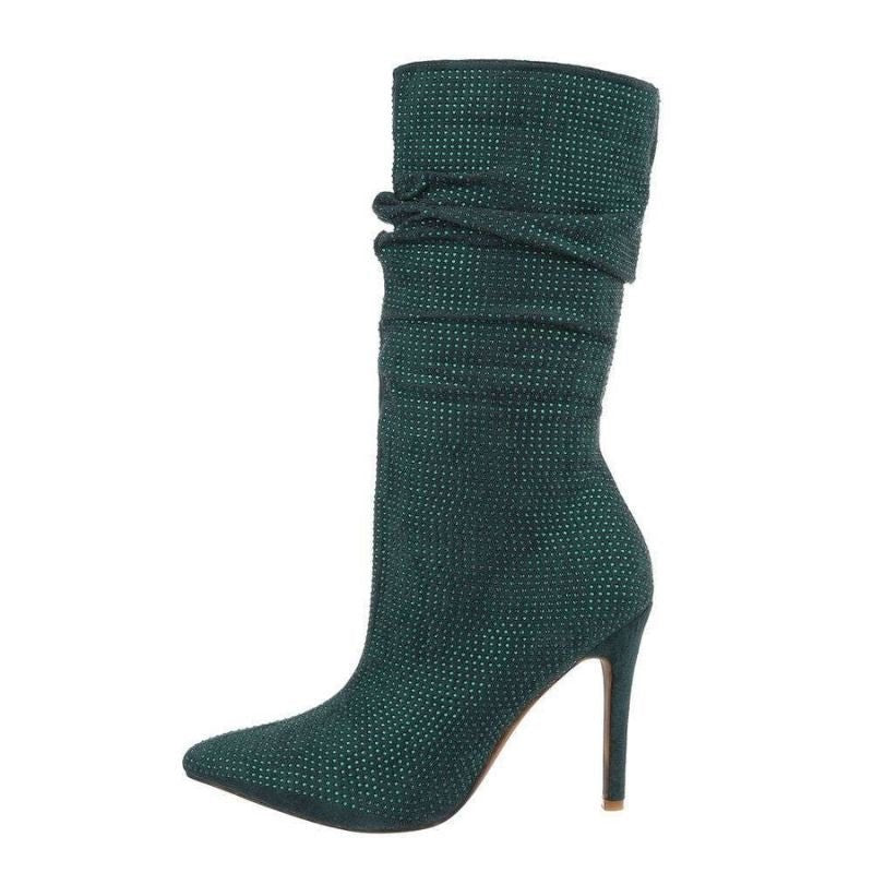 Botins salto alto verdes camurça BeStylish