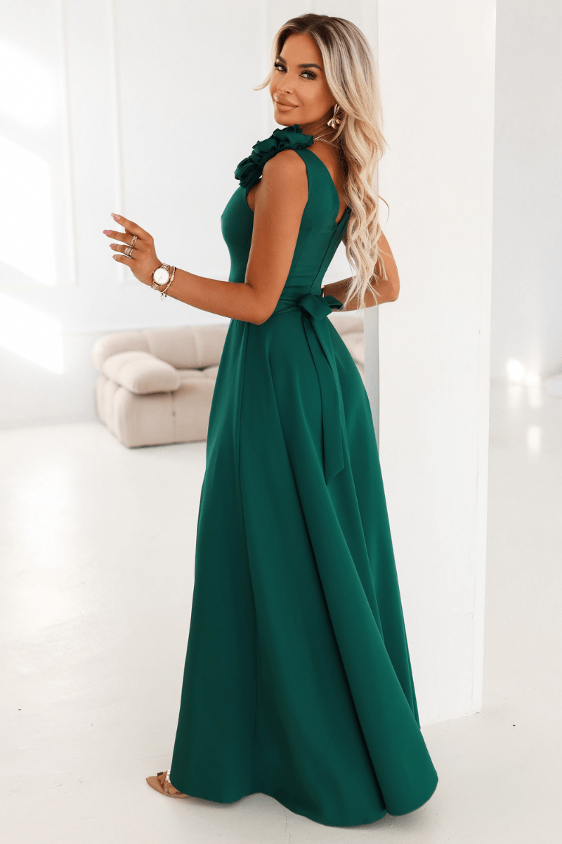 Vestido de noite verde comprido BeStylish