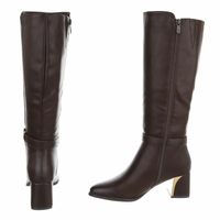 botas castanhas de cano alto em pele BeStylish