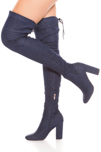 Botas por cima do joelho de ganga azuis BeStylish 