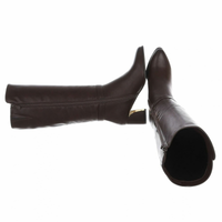 botas castanhas de cano alto em pele BeStylish