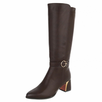 botas castanhas de cano alto em pele BeStylish