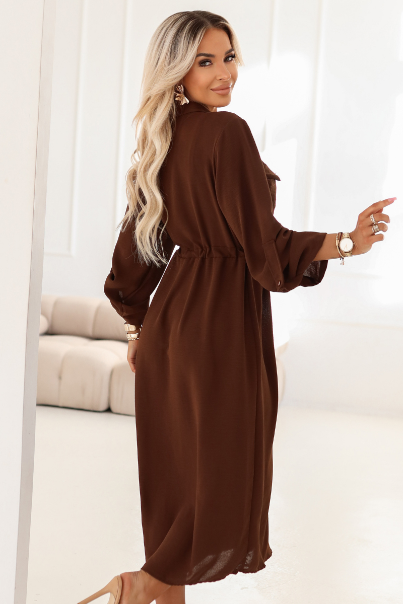 vestido estilo camisa castanho chocolate BeStylish