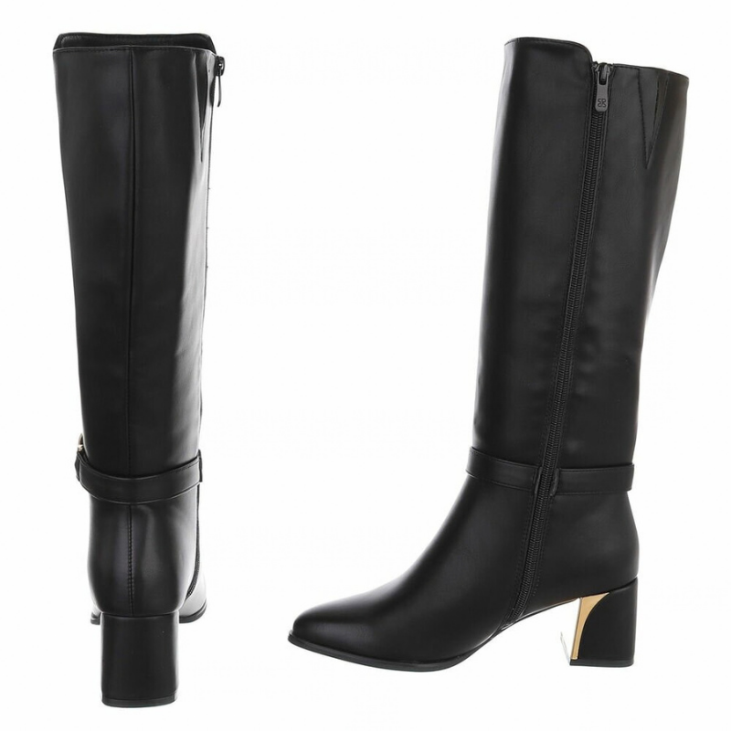 botas pretas de cano alto em pele BeStylish