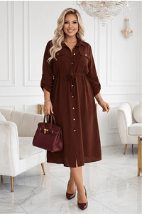 vestido estilo camisa castanho chocolate BeStylish
