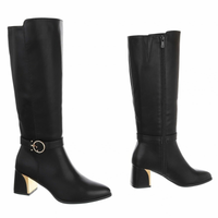 botas pretas de cano alto em pele BeStylish