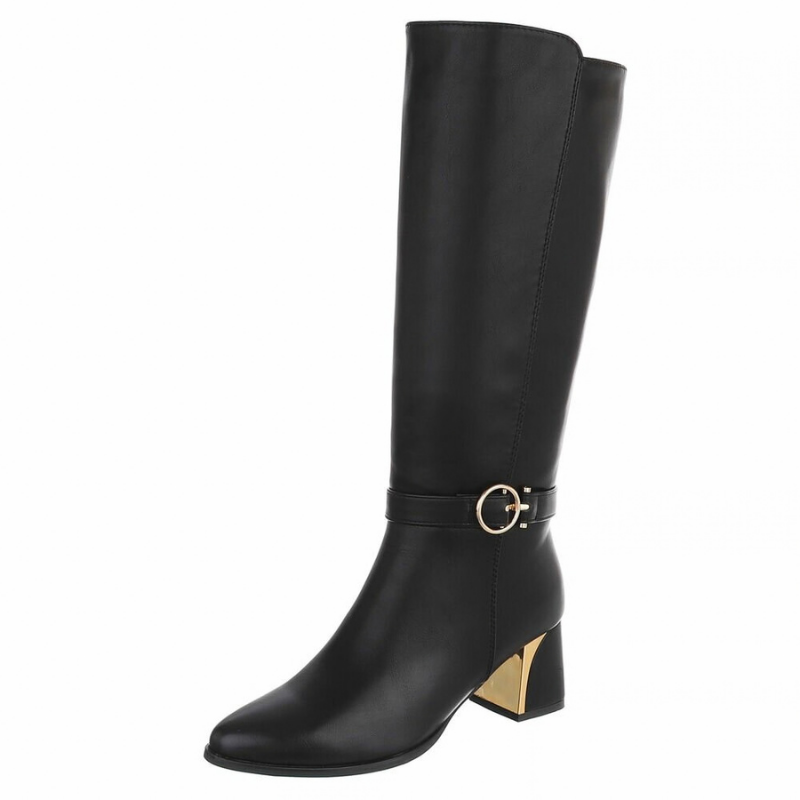 botas pretas de cano alto em pele BeStylish