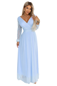 Vestido de casamento comprido azul claro em tule BeStylish 