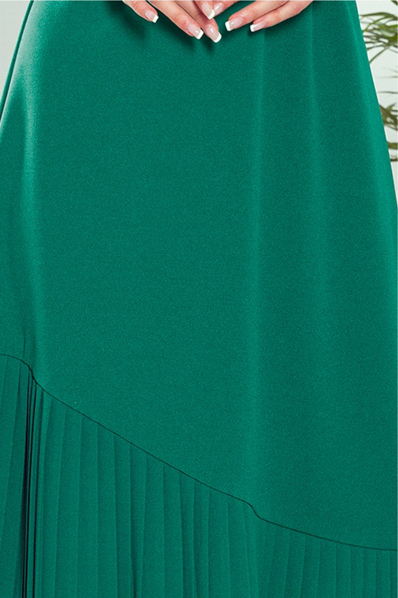 Vestido de cerimónia médio com pregas verde BeStylish