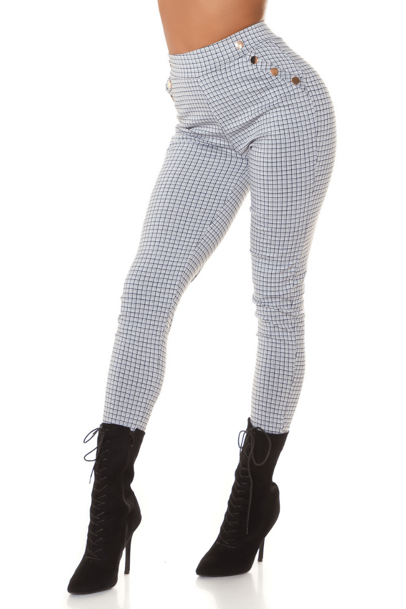 leggings cremes de citura subida com padrão tartan BeStylish 