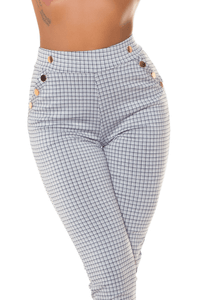 leggings cremes de citura subida com padrão tartan BeStylish 