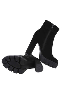 Botins pretos veludo de salto alto BeStylish