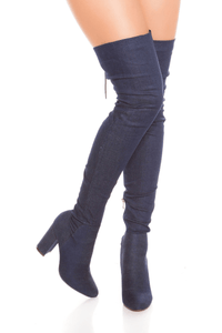 Botas por cima do joelho de ganga azuis BeStylish 