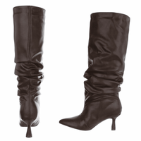 botas pontiagudas castanho chocolate onduladas de cano largo BeStylish