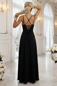 Vestido de cerimónia comprido preto estilo corpete BeStylish