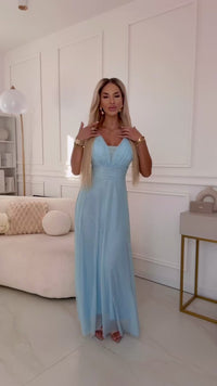 vestido de festa comprido azul celeste BeStylish