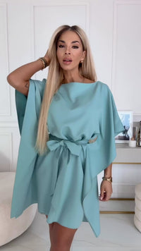 vestido de cerimónia azul turquesa estilo borboleta BeStylish 