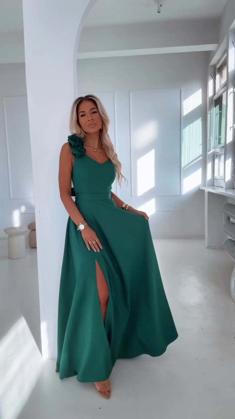 Vestido de noite verde comprido BeStylish