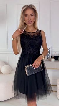 Vestido de cerimónia preto com renda e tule BeStylish