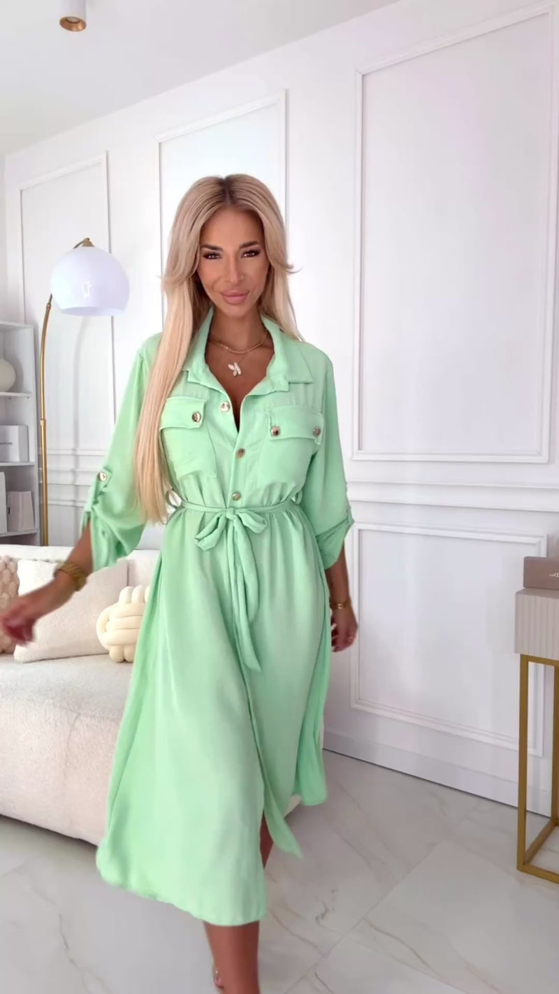 vestido comprido menta estilo camisa BeStylish 