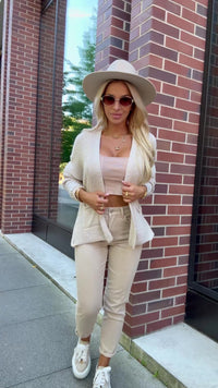 casaco de malha acrílica bege BeStylish 