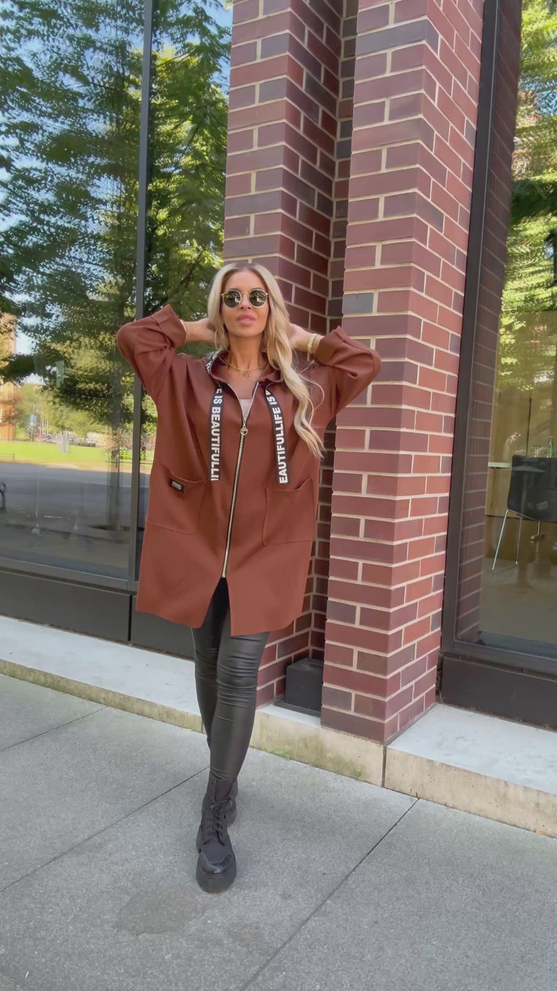 casaco castanho com carapuço BeStylish 