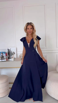 Vestido de gala comprido azul navy BeStylish