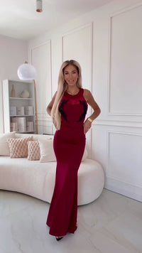 Vestido de cerimónia comprido bordeaux estilo sereia BeStylish 