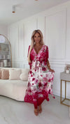 Vestido de cerimónia vermelho floral BeStylish 
